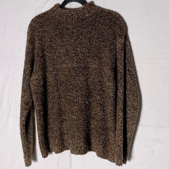 Vintage Au Coton Brown Mock Neck Sweater L - Picture 2 of 11